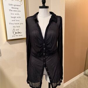 Free People Black Sheer Blouse